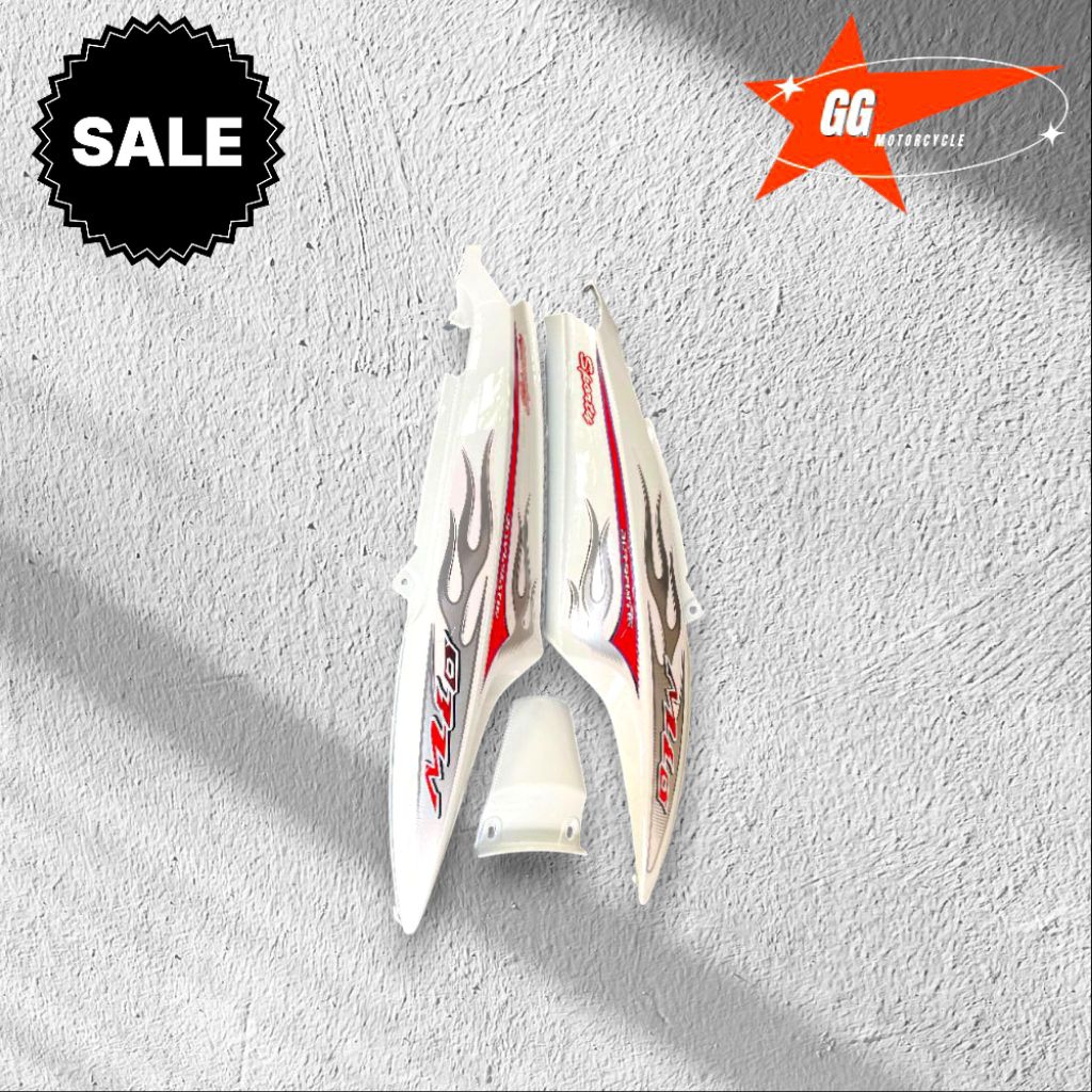 cover body belakang mio sporty-smile warna putih set stiker api