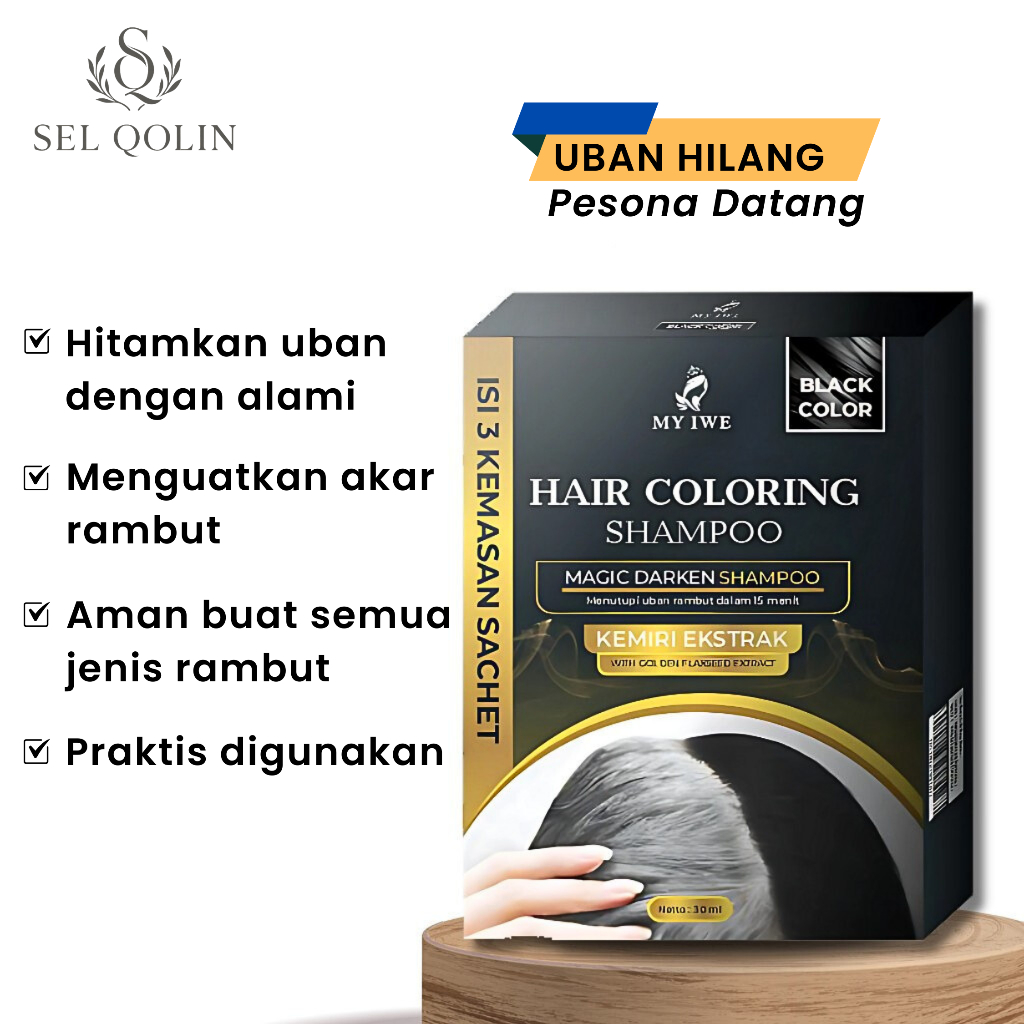 MYIWE Shampo Penghilang Uban Hair Coloring Shampoo SACHET 30ml 1 Box 3 Sachet Shampo Penghitam