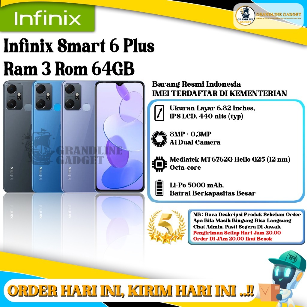 Infinix Smart 6 Plus RAM 3GB ROM 64GB