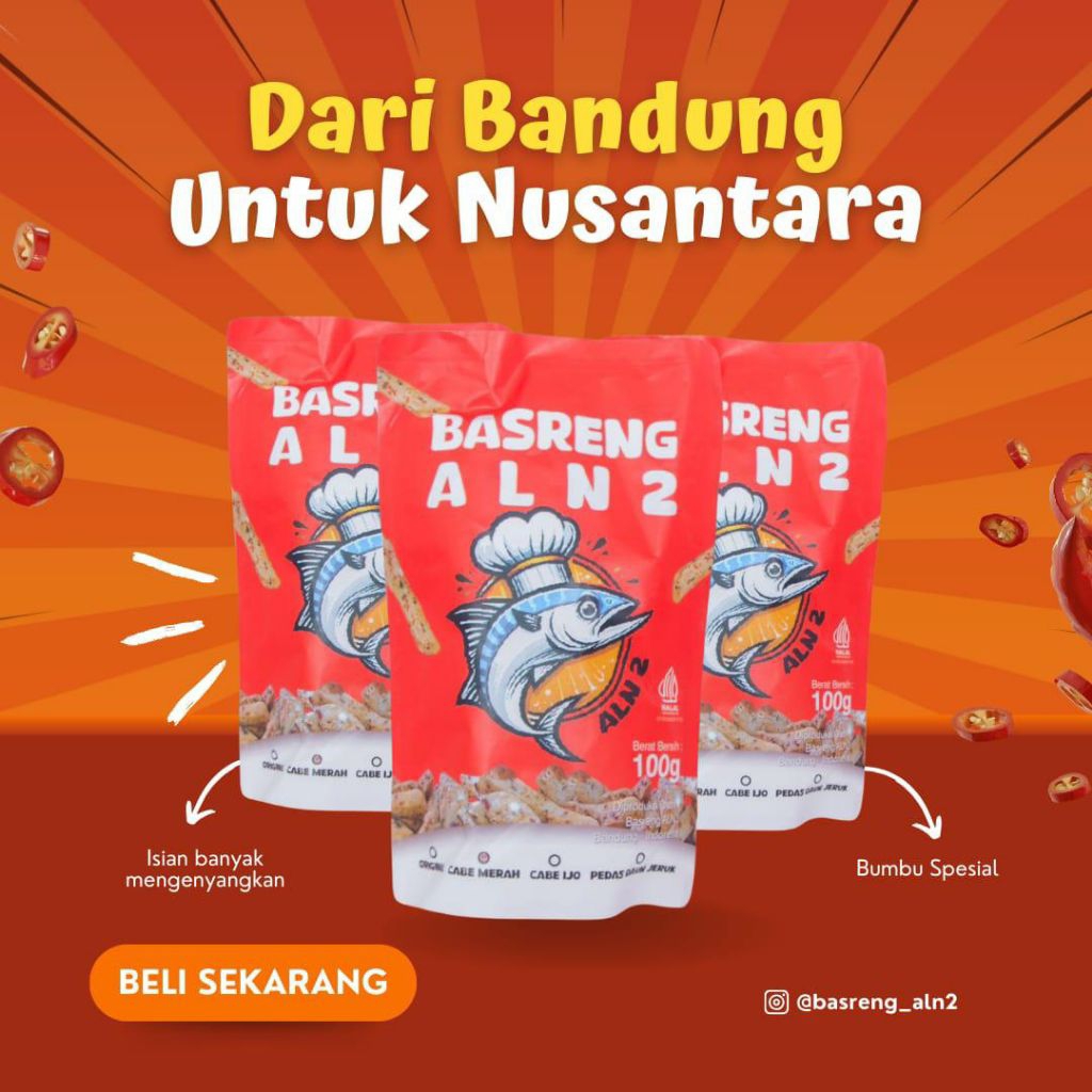 

BASRENG ALN2 premium (standing pouch / 100 gram ( pedas cabe merah , pedas cabe hijau , original )