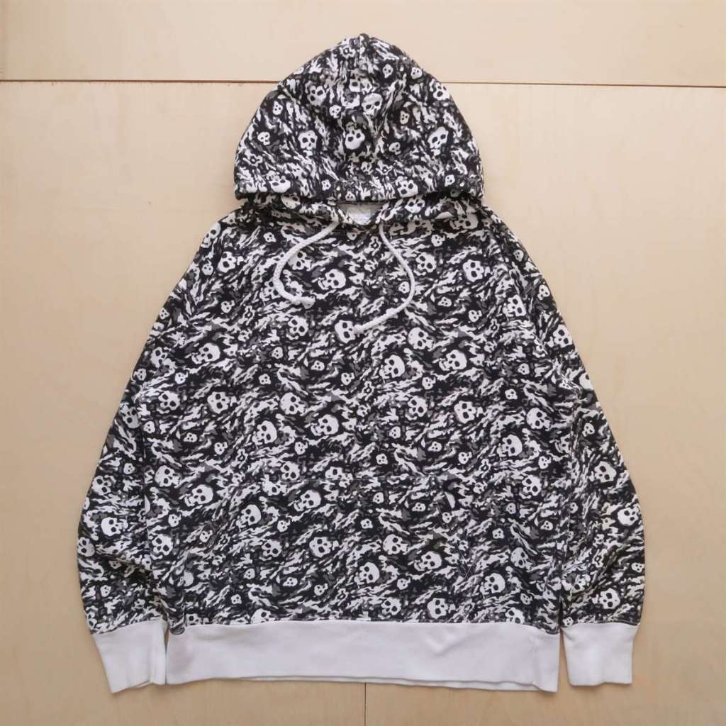 AW03 Number (N)ine All Over Skull Print Hoodie