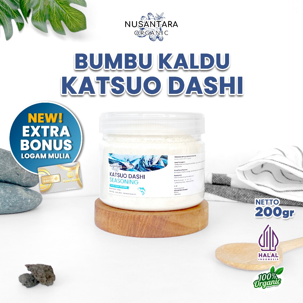 

Nusantara Organic Katsuo Dashi Bubuk Ikan Halal Ramen Bumbu Kaldu Udon Gurih 200gr