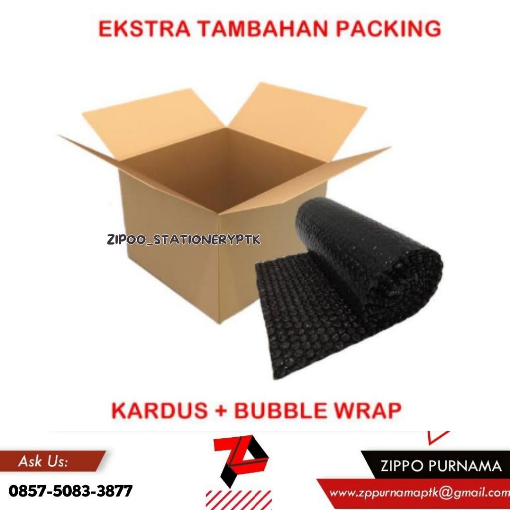 

Penambahan packing (bubble wrap+kardus)