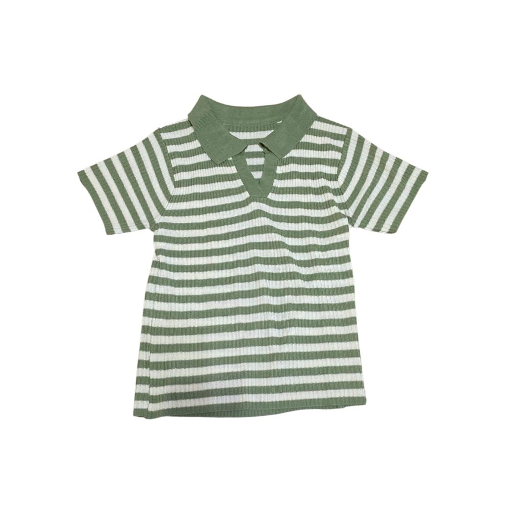 POLO STRIPES KNIT (Hijau putih)