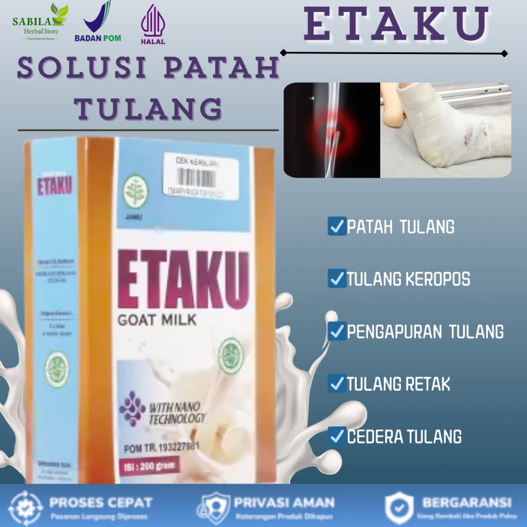 

Susu Etaku Atasi Patah Tulang Kesehatan Tulang Pemulihan Patah Tulang Memperkuat Sendi Tulang Tulang Keropos Tulang Retak Penyambung Perekat Tulang Suplemen Dan Kalsium Tulang Dan Penambah Nutrisi Tulang