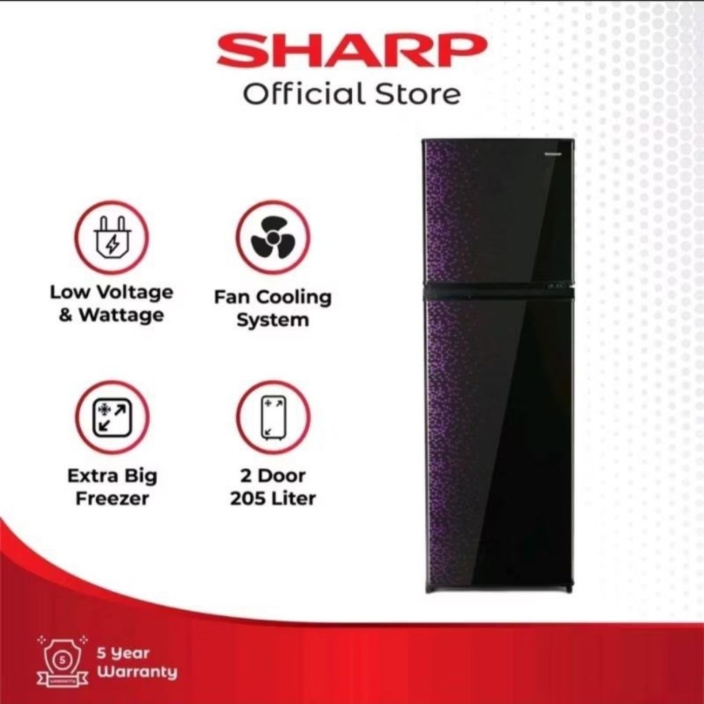 SHARP Kulkas Sharp 2 Pintu Shine Magneglas Series SJ-236MG-GB/GR, SJ-316MG-GB/GR Kulkas 2 Pintu