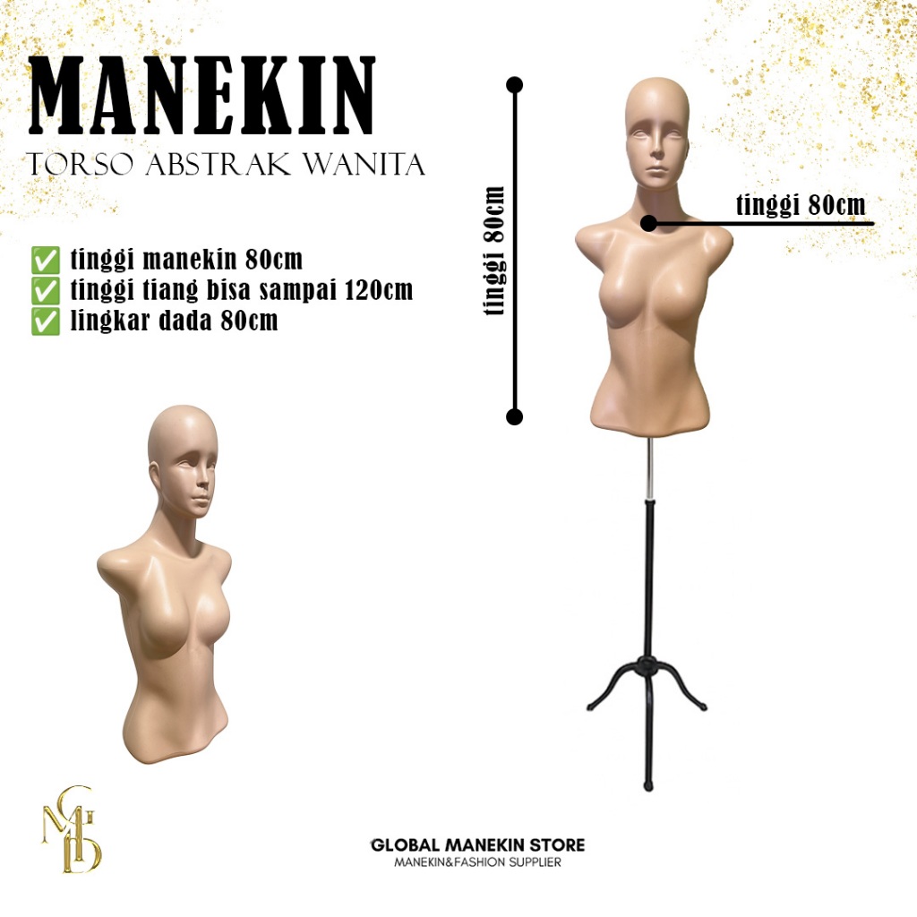 Manekin Badan Torso Wanita Pakai Kepala | Patung Manekin Wanita