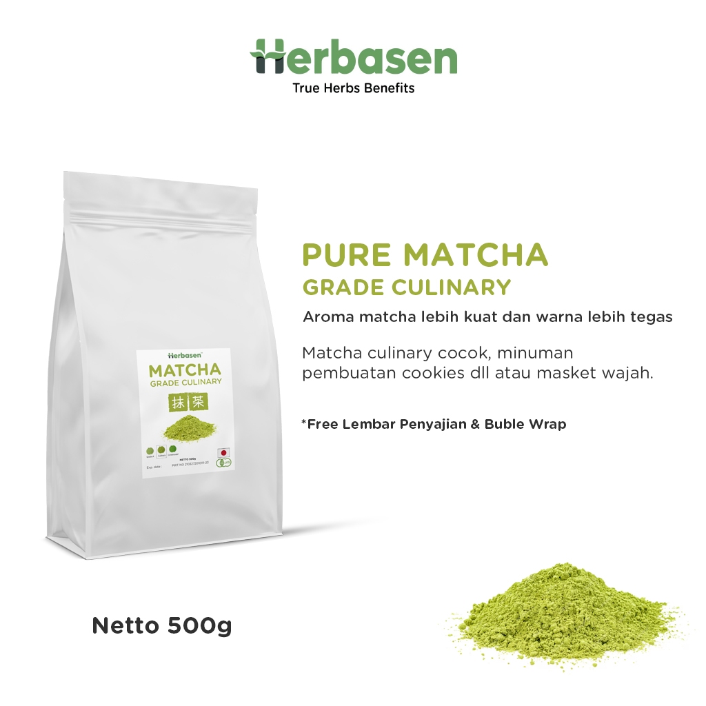 

Pure Japanese Matcha Powder 500 Gram Bubuk Murni Tanpa Gula & Halal Import Dari Uji Jepang Grade Culinary - Herbasen