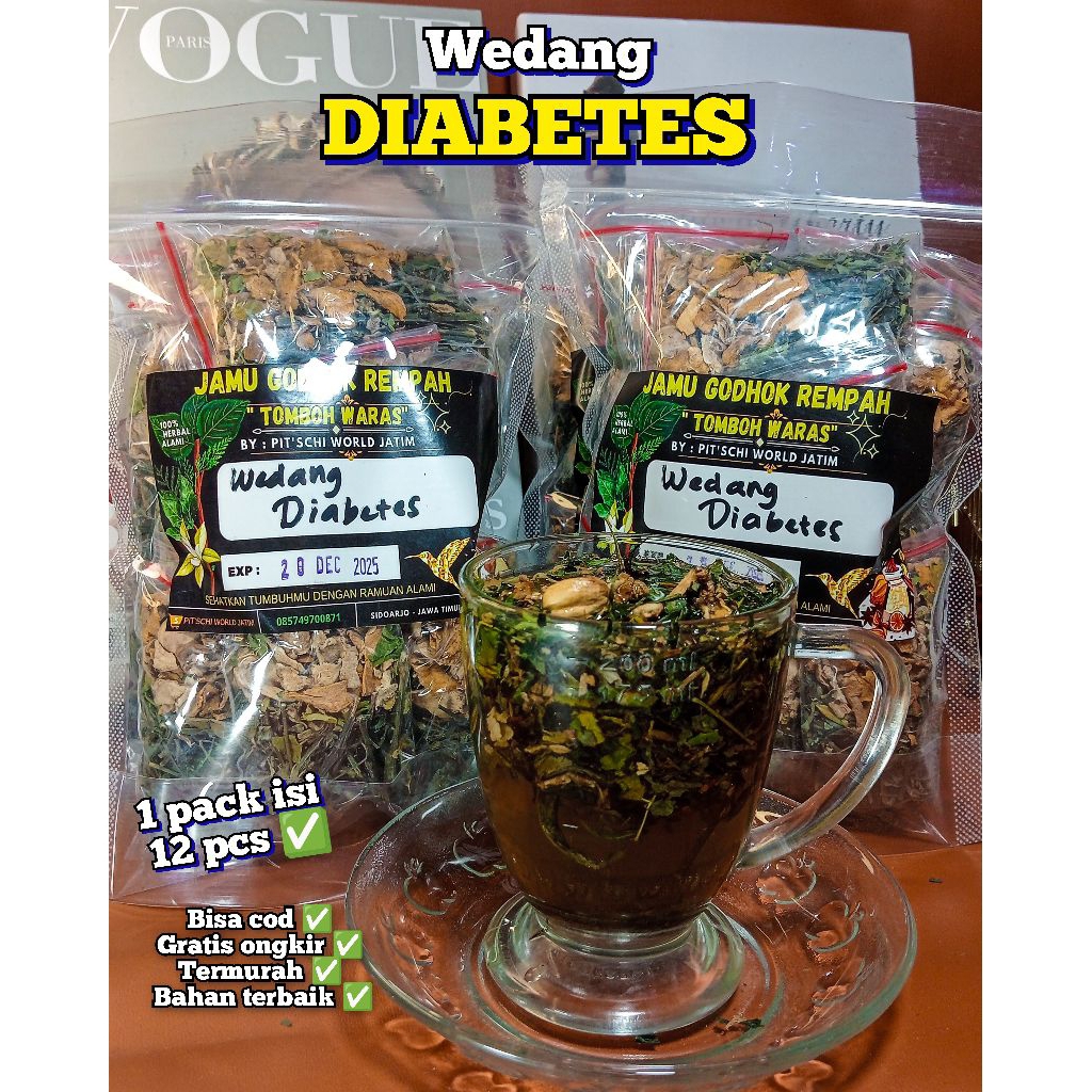 

WEDANG REMPAH DIABETES 1 PACK ISI 12 PCS// WEDANG REMPAH KESEHATAN DIABETES// WEDANG KESEHATAN DIABETES 1 PACK