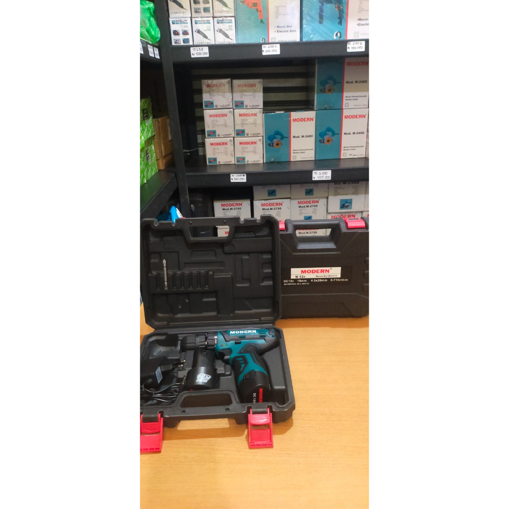 MODERN M12V /MODERN M15V + Set Acc Mesin Bor Cordless 12V (2 Baterai)