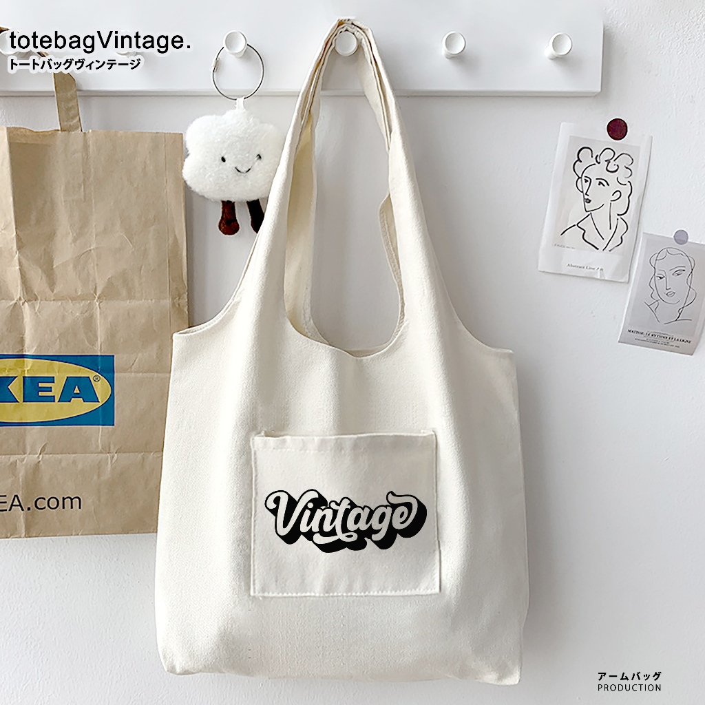 TOTE BAG KANTONG VINTAGE BAHAN KANVAS UKURAN BESAR - TOTE BAG VINTAGE / TAS KANVAS / TAS WANITA