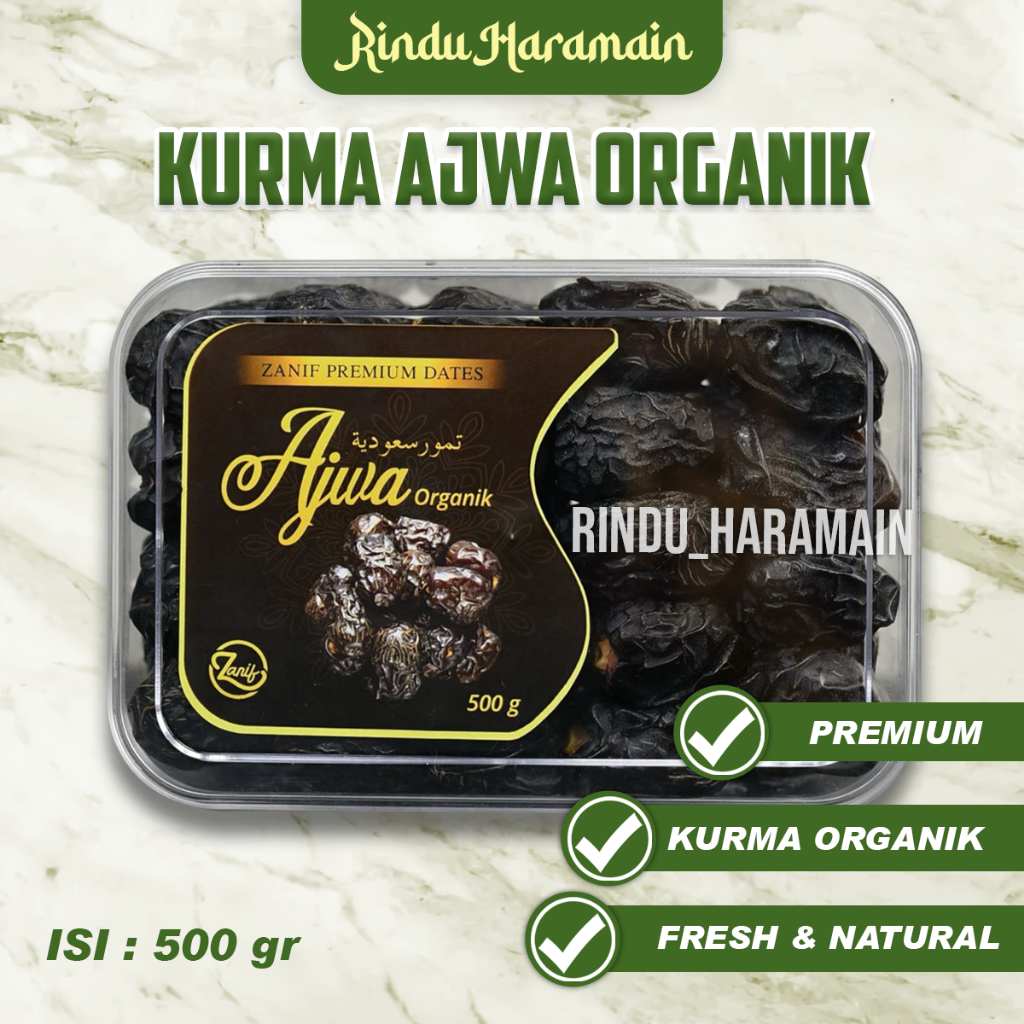 

Rindu Haramain - Kurma Ajwa | Kurma Ajwa Al Madinah Grade A Organik Asli - Kurma Arab 500 gr