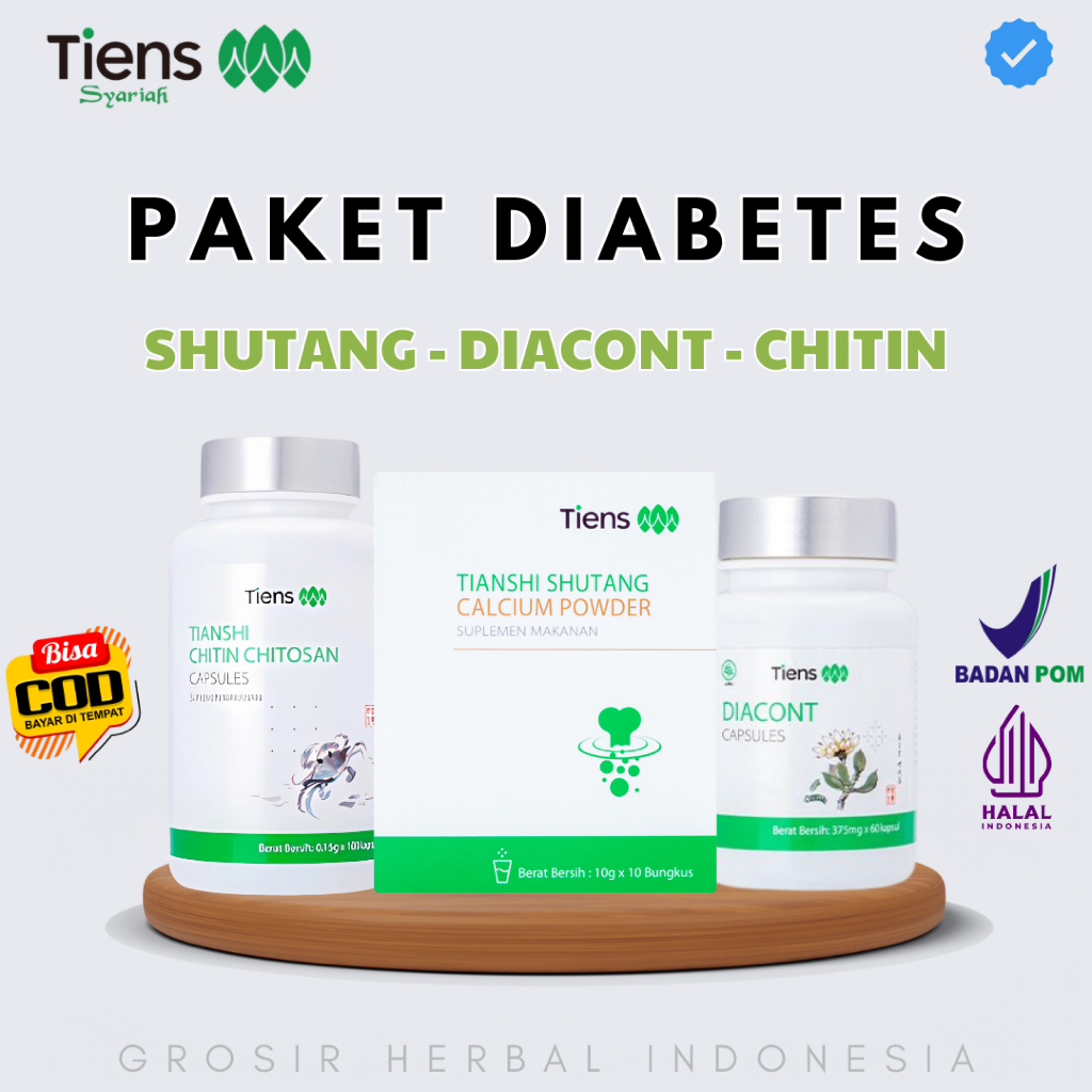 PAKET PRODUK TIENS UNTUK DIABETES MELITUS OBAT FITOFARMAKA TIENS SHUTANG CALCIUM POWDER DIACONT DIAB