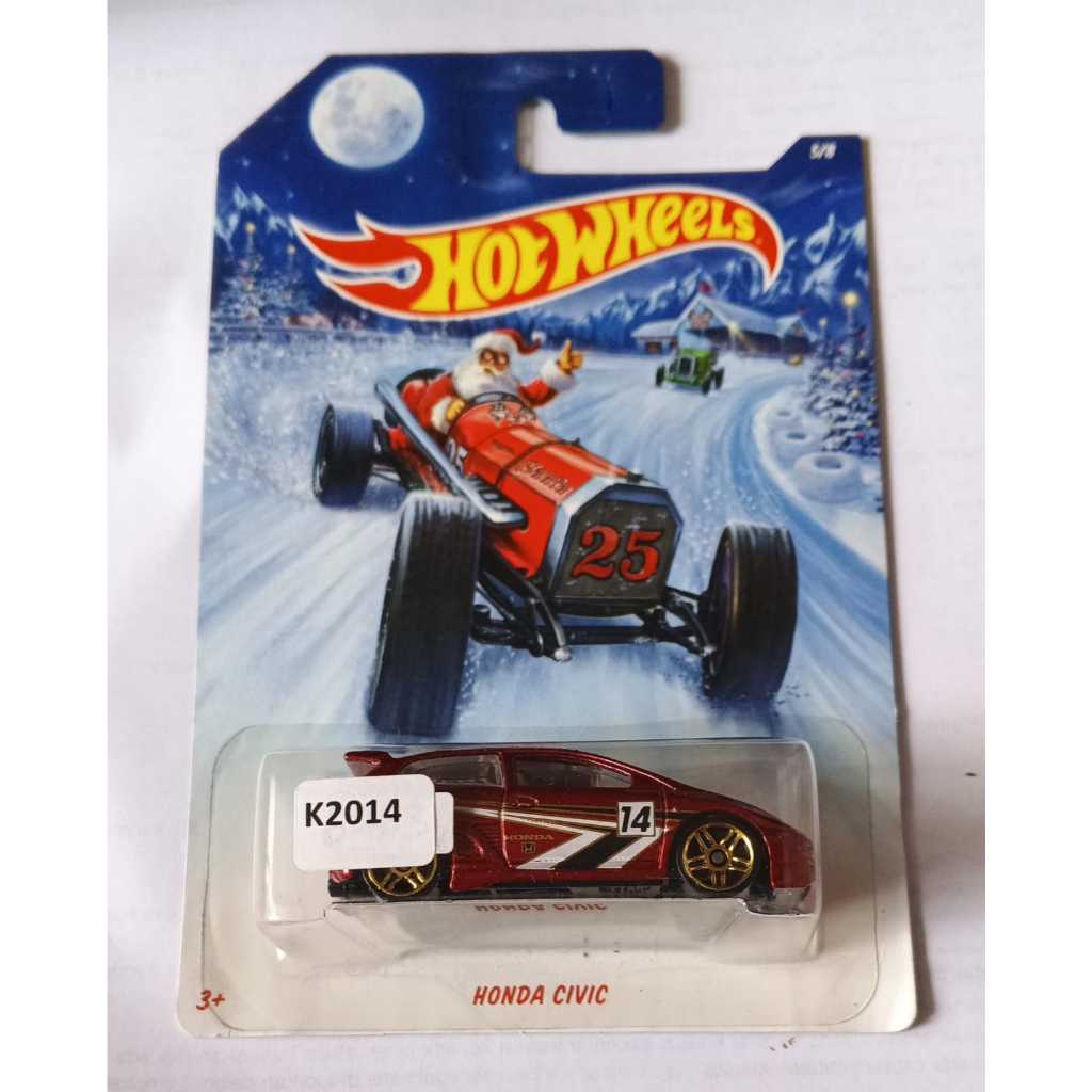 Hot Wheels - Honda Civic Red Holiday Hot Rods Santa No.14