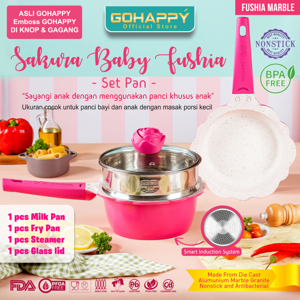 SAKURA panci set cookware mpasi baby bayi sauce pan frypan pengukus Premium Cookware