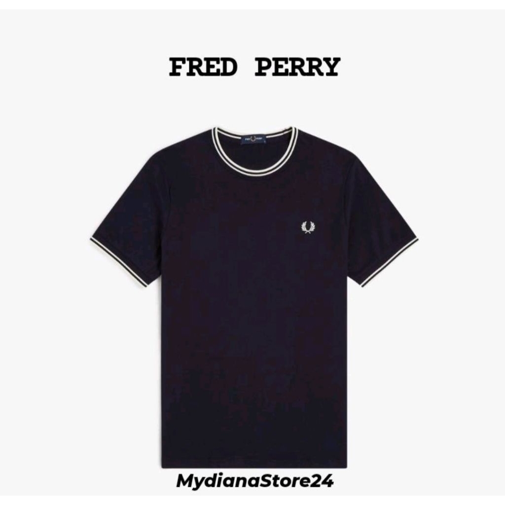 FRED PERRY - FRED PERRY TWIN TIPPED T-SHIRT - NAVY