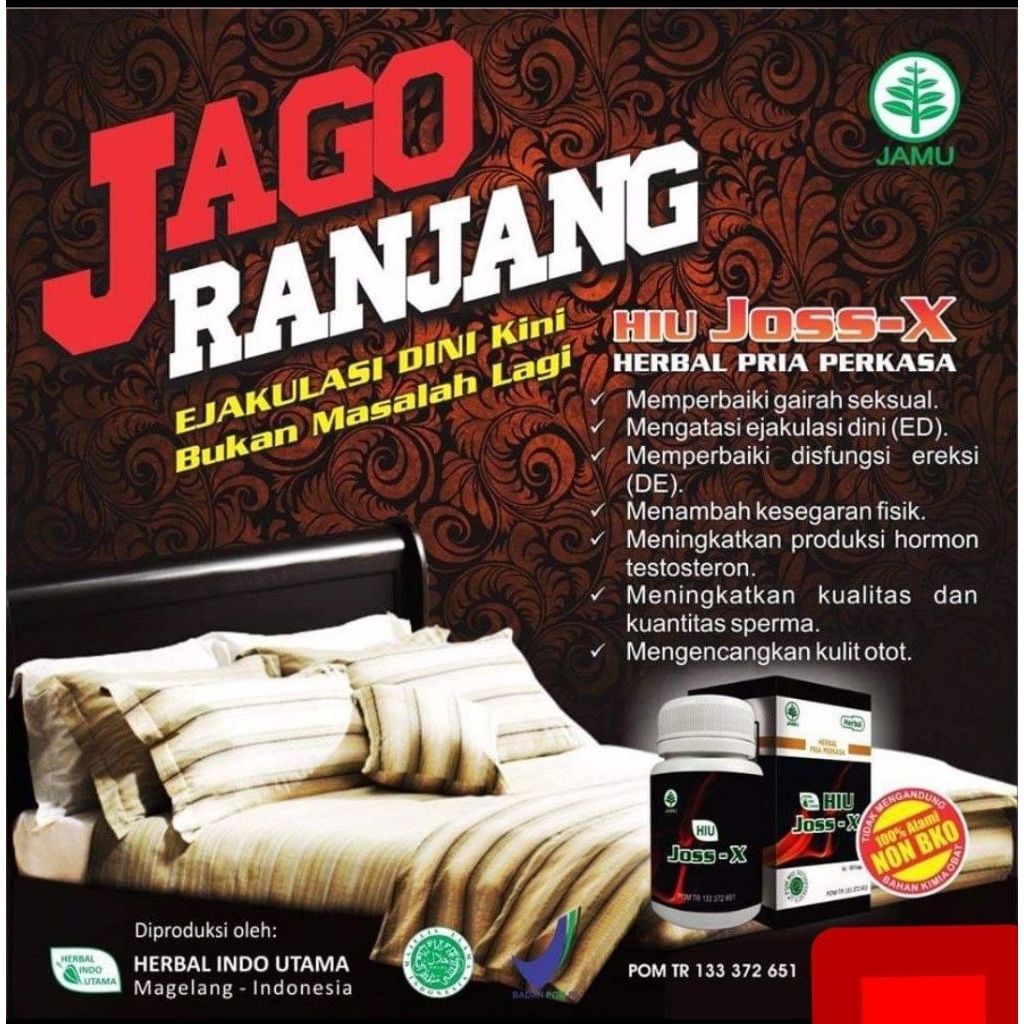 Tahan Lama! Obat Ejakulasi Dini HIU Joss X Herbal Kapsul Lemah Syahwat Obat Kuat Pria Dewasa Obat He