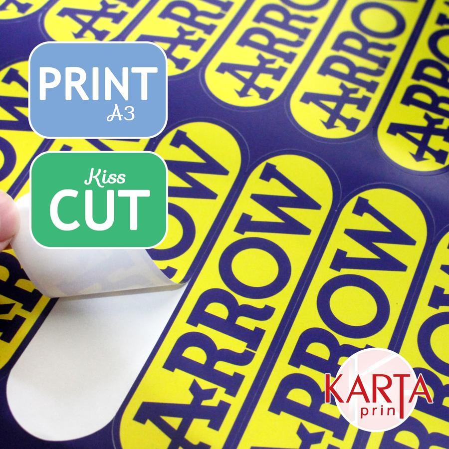 

Print/Cetak Stiker Vinyl Glossy A3 +CUTTING STANDARD (No min.)