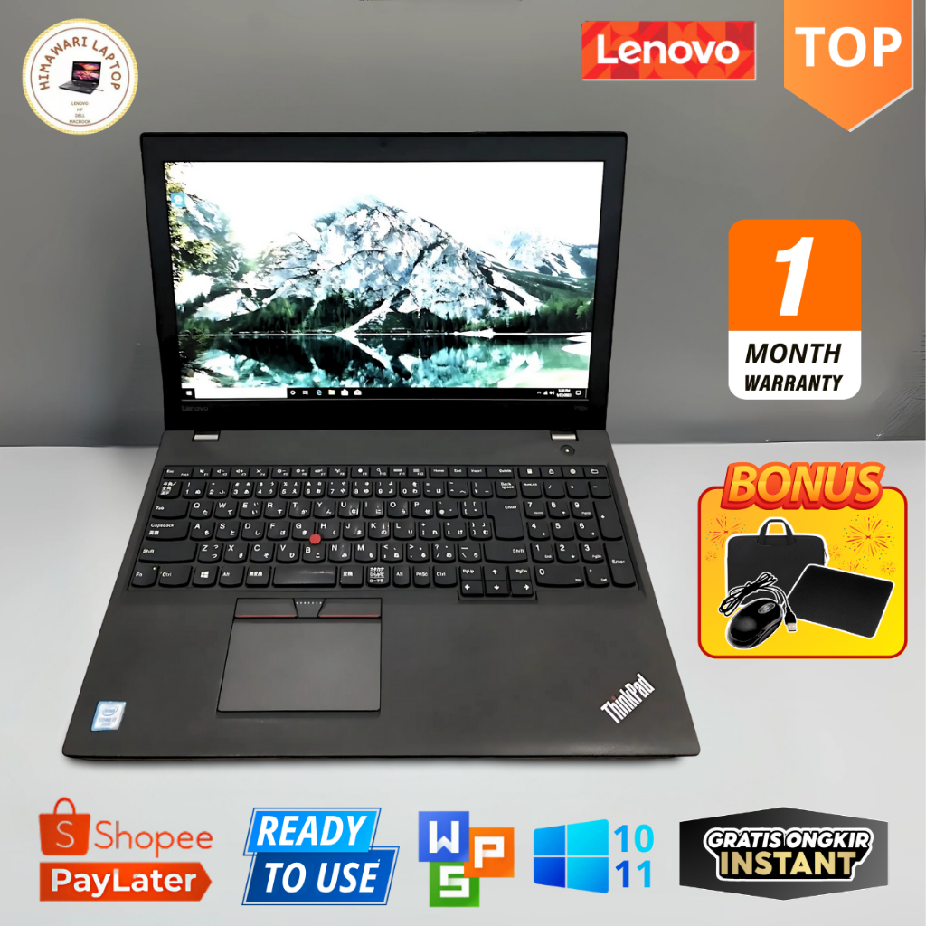 LAPTOP LENOVO THINKPAD P50 P51 P52 P53 P15 i3/i5/i7 - LAYAR 15,6 INCH - BERGARANSI