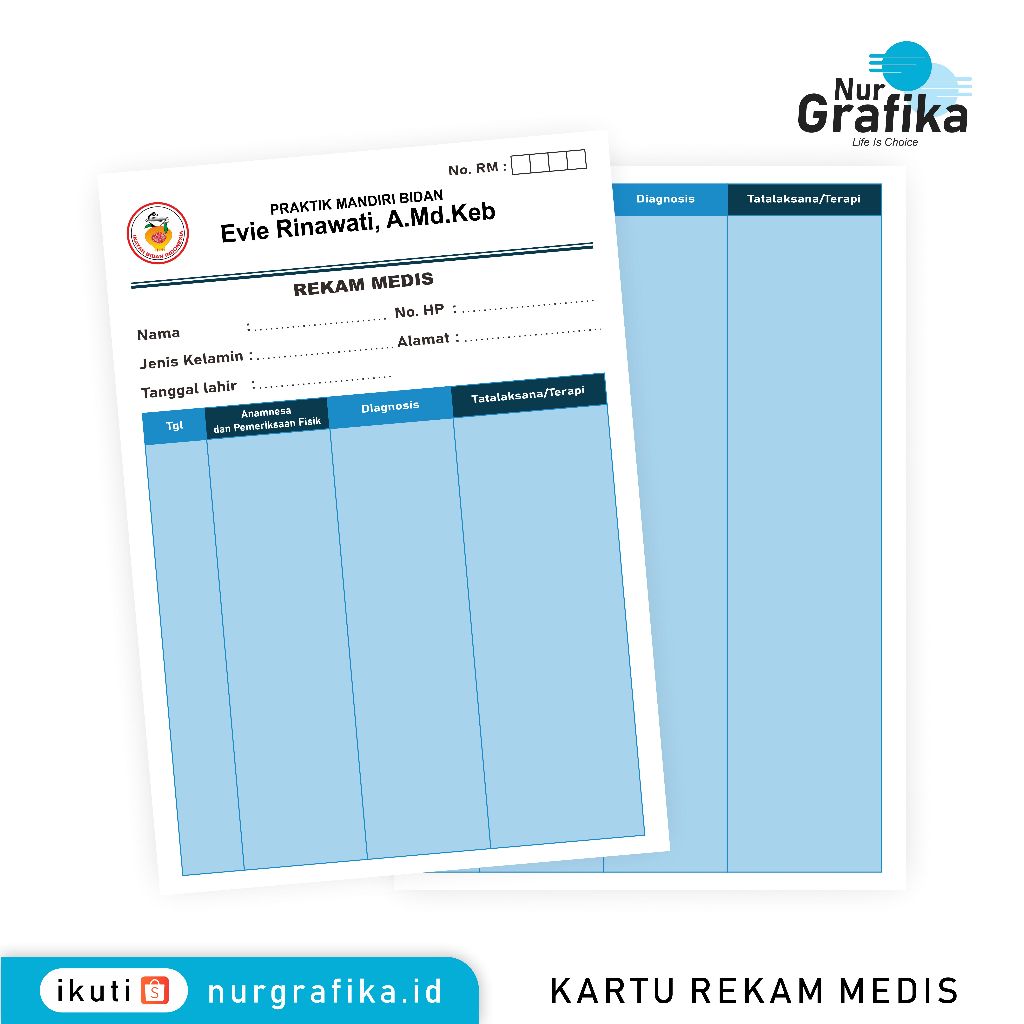 

( 1Pack Isi 10Pcs ) Kartu Rekam Medis Bidan