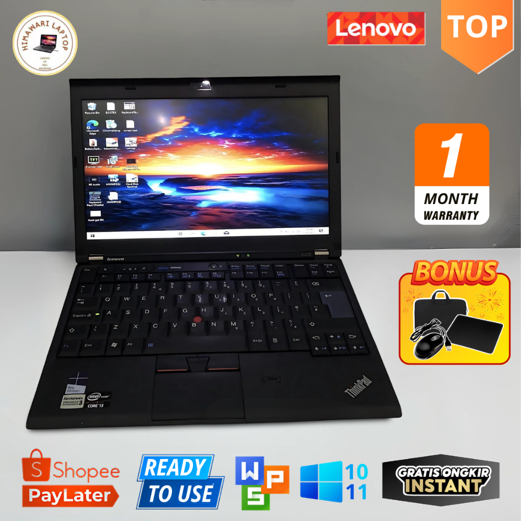 Laptop  Lenovo Thinkpad X220 Core i3 i5 i7 - Layar 12" Inch MURAH & BERGARANSI