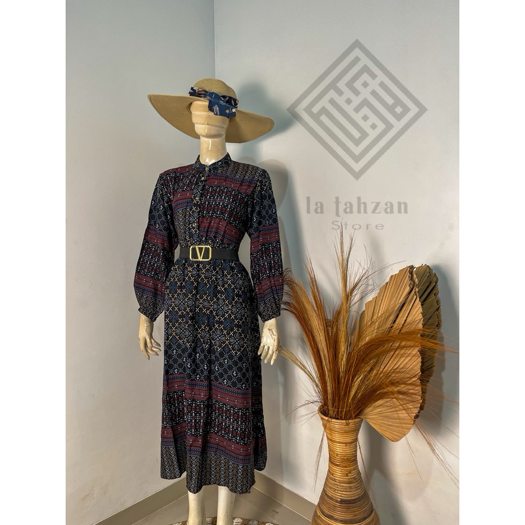 La Tahzan Gamis Midi Motif Premium Viralll
