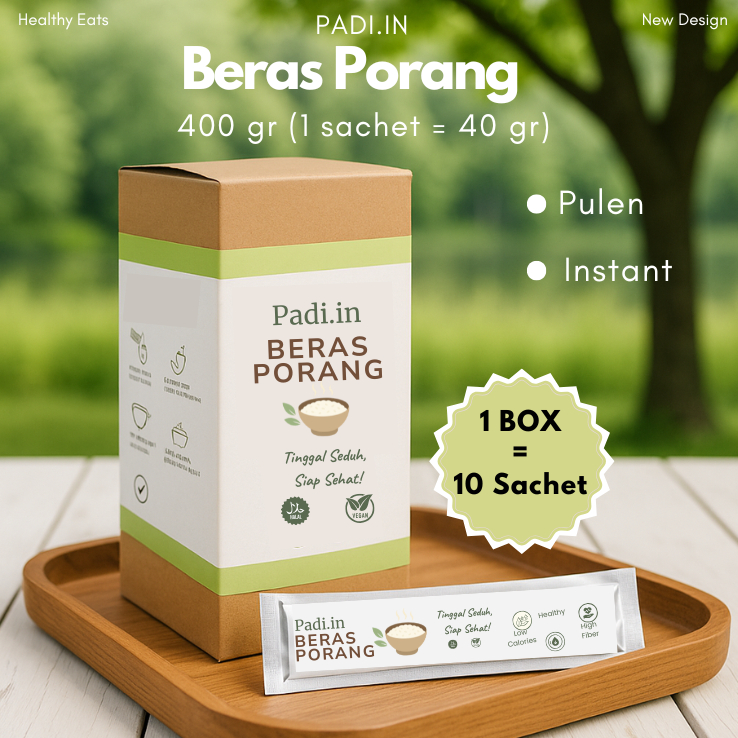 

Beras Porang PADI.IN 1 Box Isi 10 Sachet @40gr – Shirataki Rice | Pulen, Instant, Rendah Kalori
