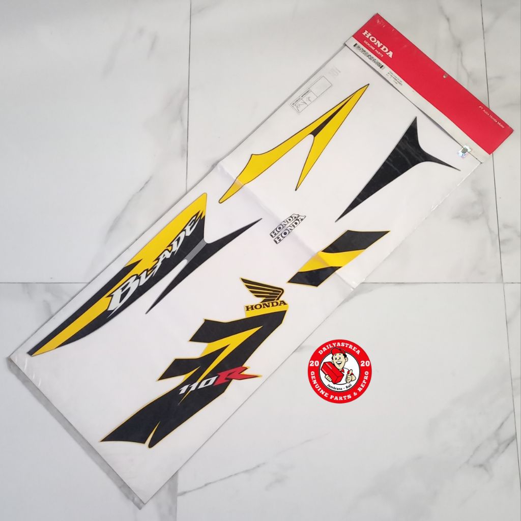LIS LIST STICKER STRIPING BODI BODY KUNING HITAM HONDA BLADE 110 LAMA ORIGINAL AHM 871X0-KWB-920ZD