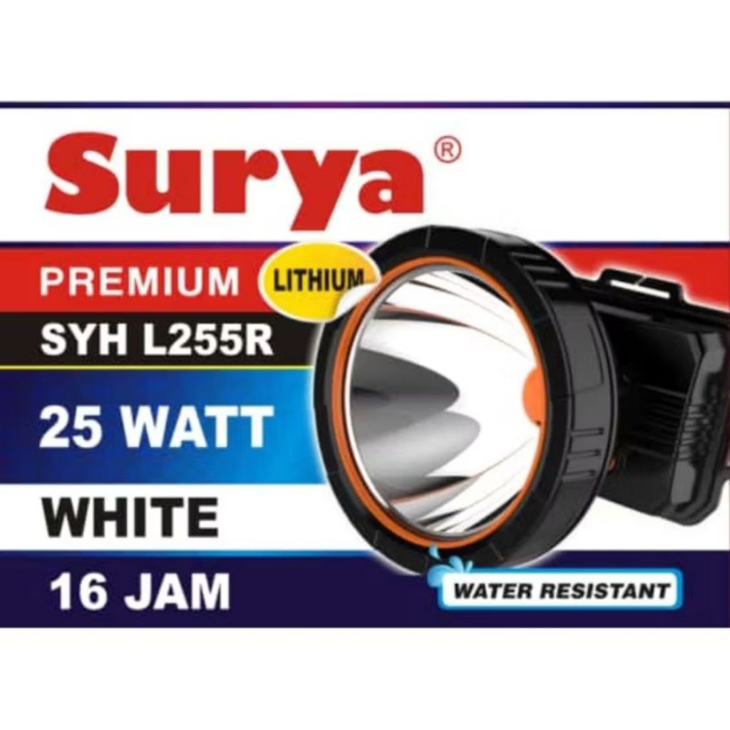 shy l255r senter kepala surya 25watt cahaya putih tahan hingga 16jam waterproof tahan air