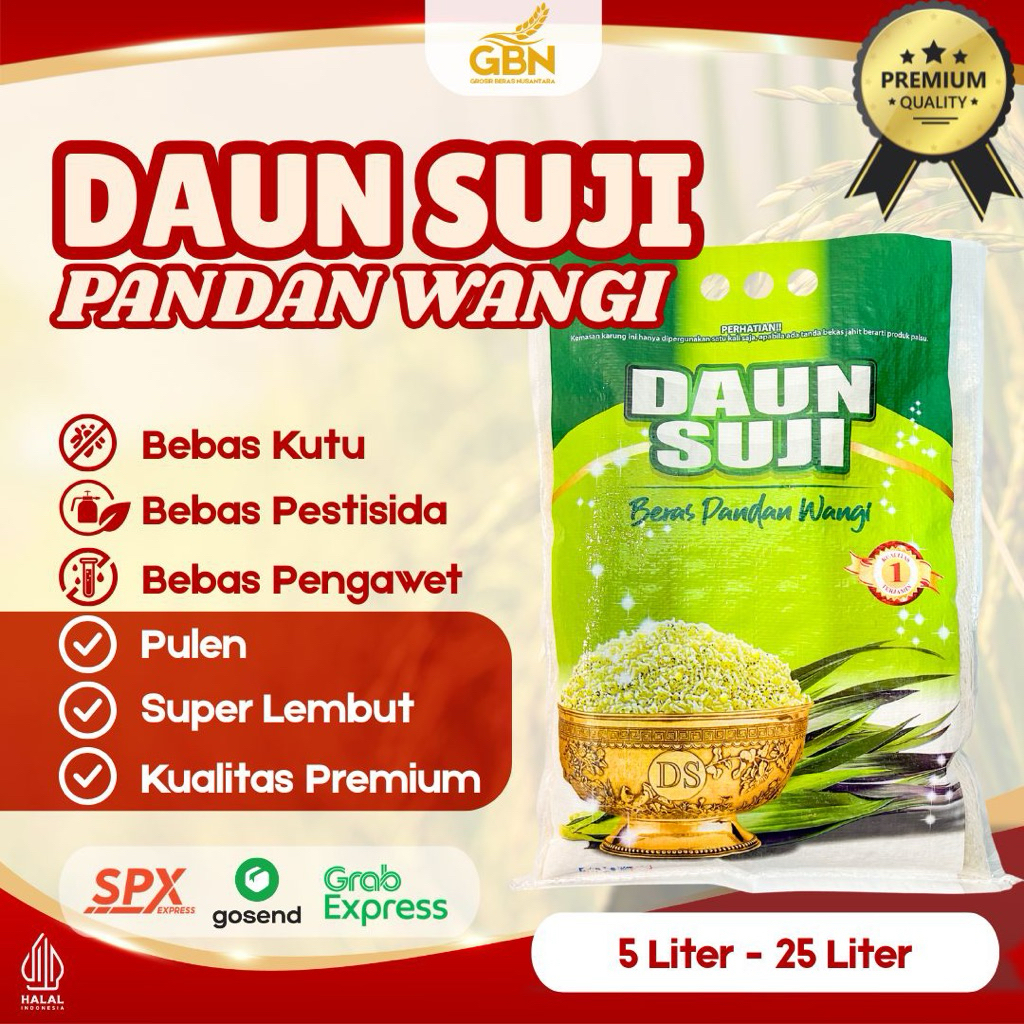 

BERAS PANDAN WANGI DAUN SUJI - KUALITAS TERBAIK / TIDAK LENGKET / TEXTURE HALUS