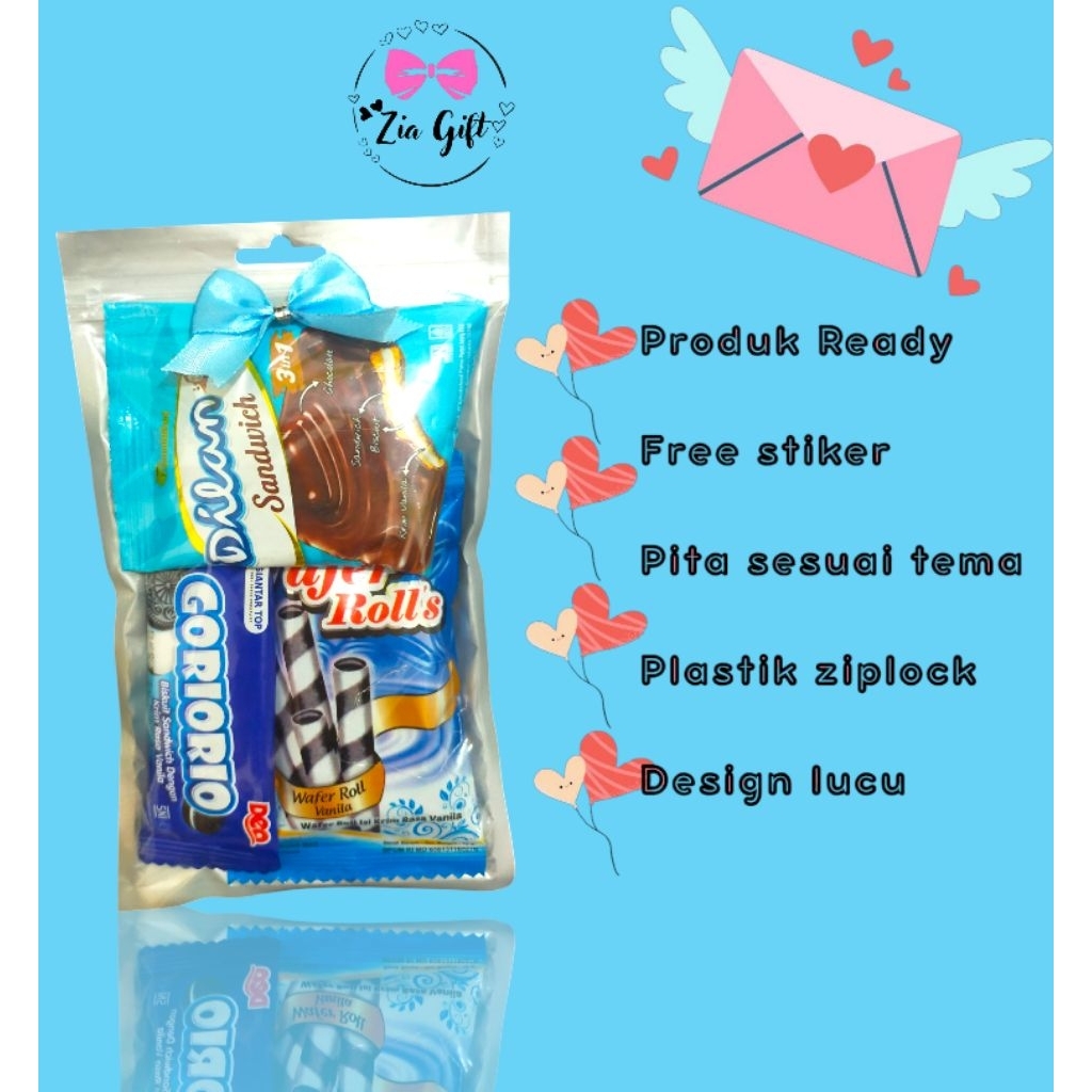

mini gift snack tema biru/hampers mini/mini gift ulang tahun