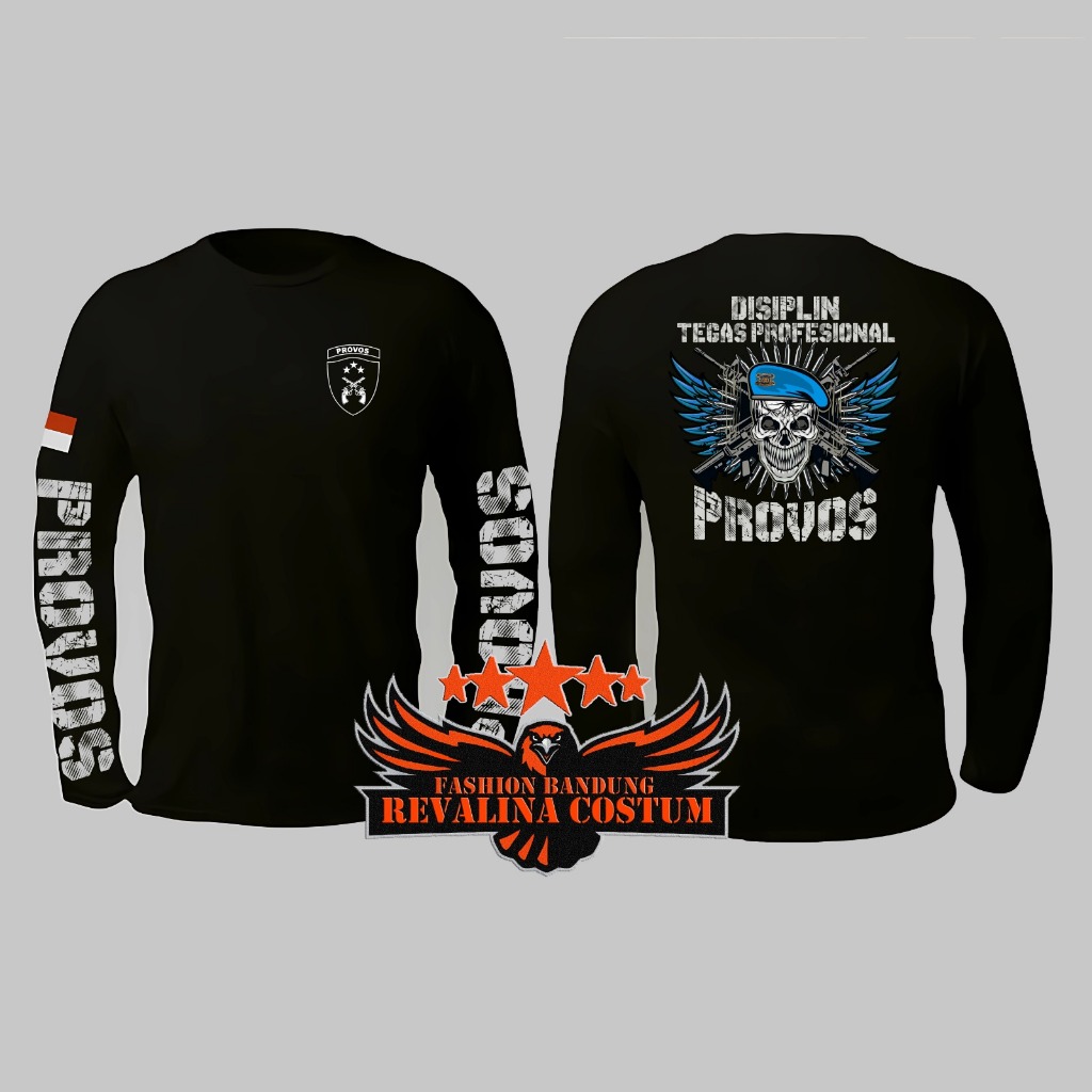 Kaos Provos Polri Terbaru / Lengan Panjang / Lengan Pendek Warna Hitam