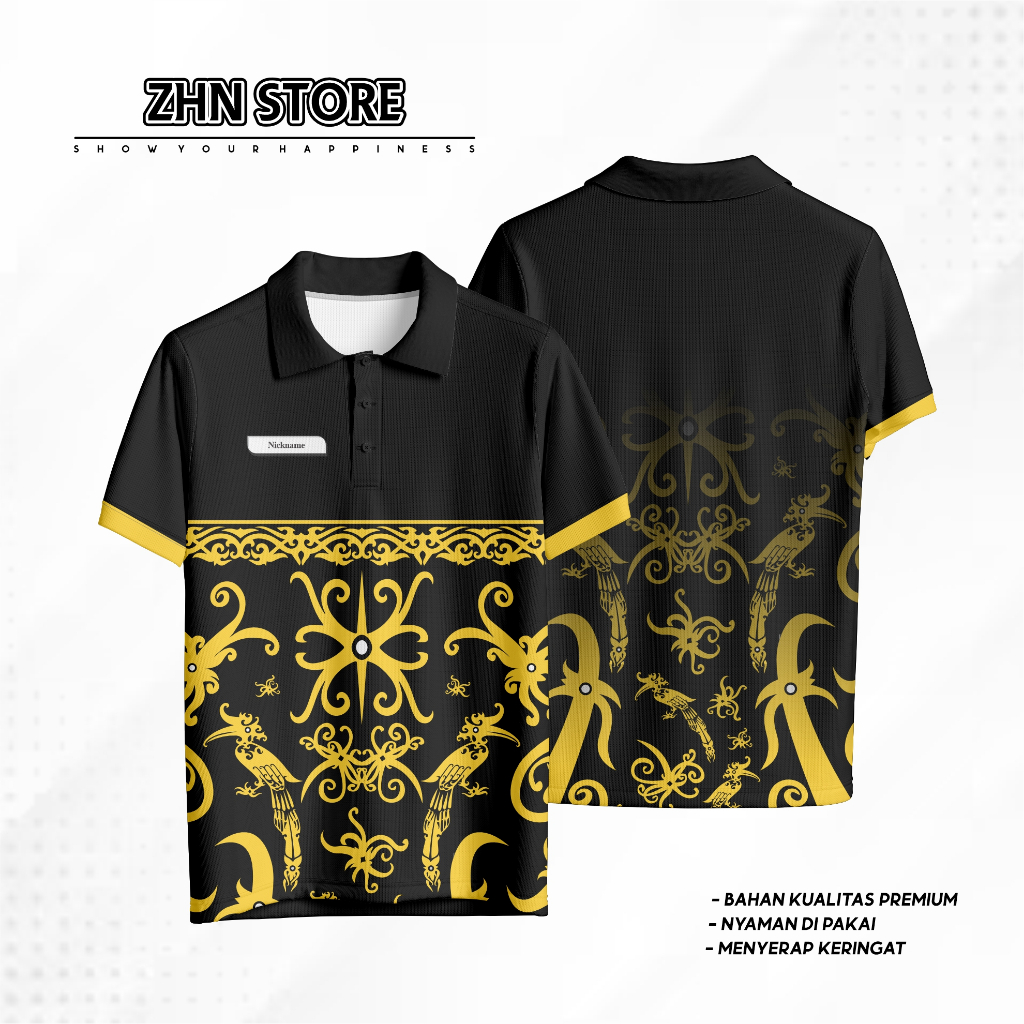 Kaos Jersey Dri-Fit Premium Batik Kalimantan, Kaos Kalimantan, Jersey Model Batik Kalimantan