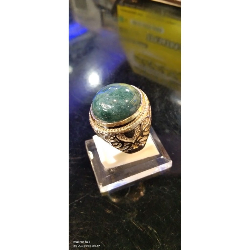 cincin batu garut cikolak semi crystal visual warna hijau kebiruan