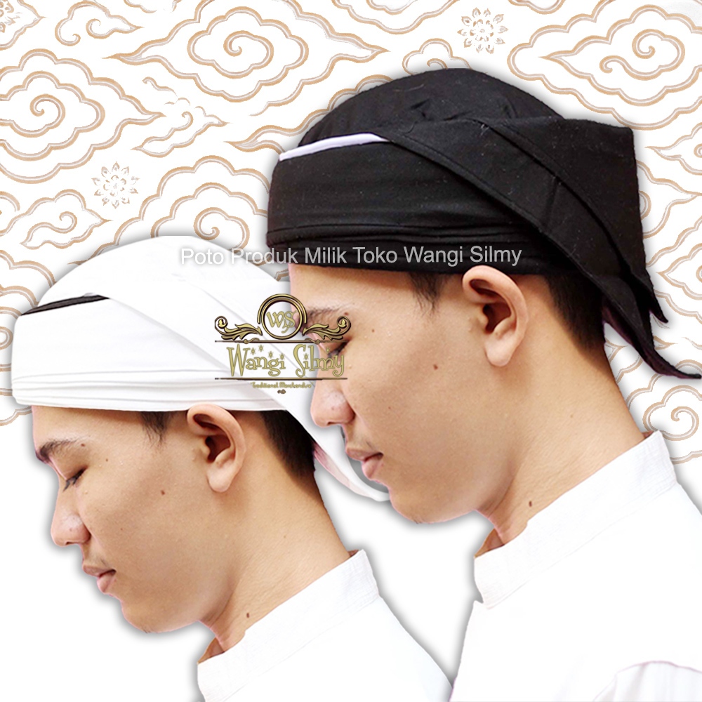 Iket Kepala Sunda Kombinasi Makuta Naga & Candra Sumirat Hitam Polos - Iket Blangkon Sunda Premium