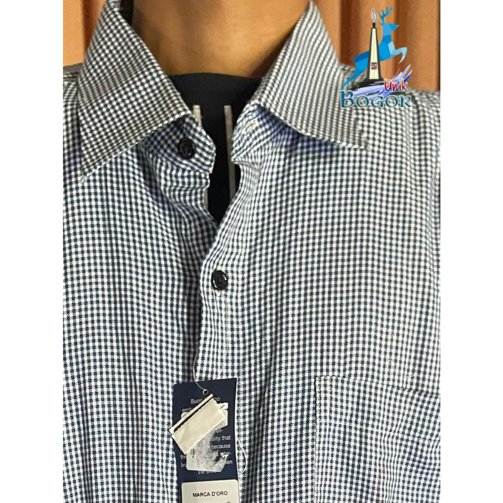 Buon Giorno Original Kemeja Lengan Pendek Kotakkecil Microabuputih Kemeja Premium