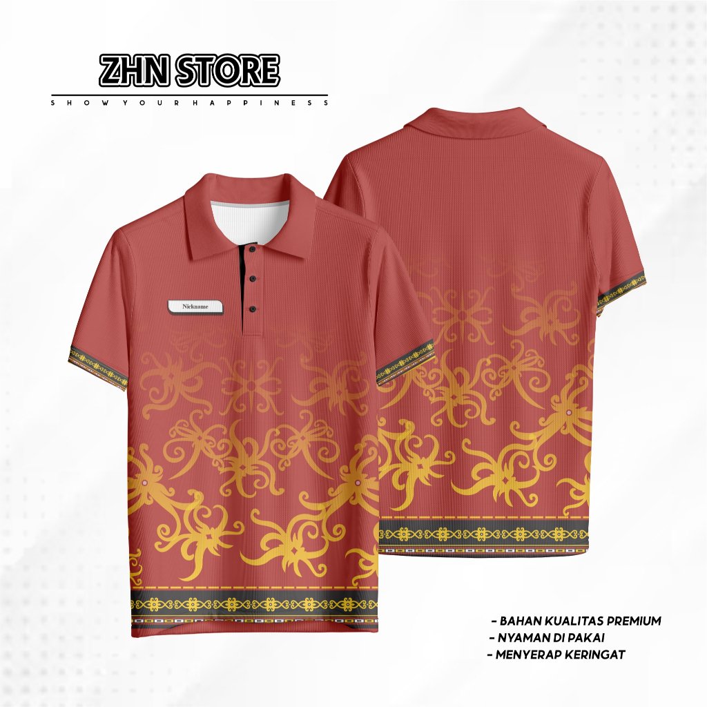 Kaos Jersey Dri-Fit Premium Batik Kalimantan, Kaos Kalimantan, Jersey Model Batik Kalimantan