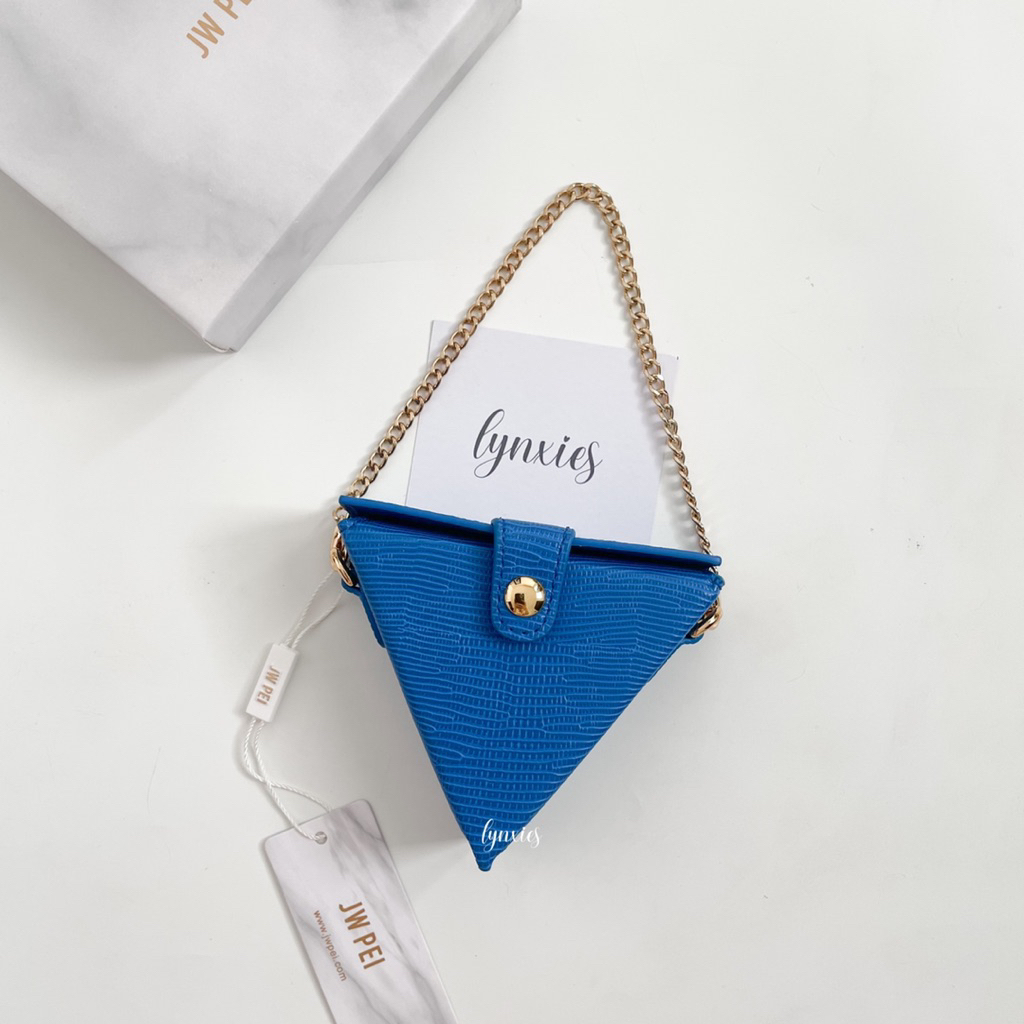 [Ready Stock] JW PEI TRIANGLE MINI BOX CLASSIC BLUE LIZARD