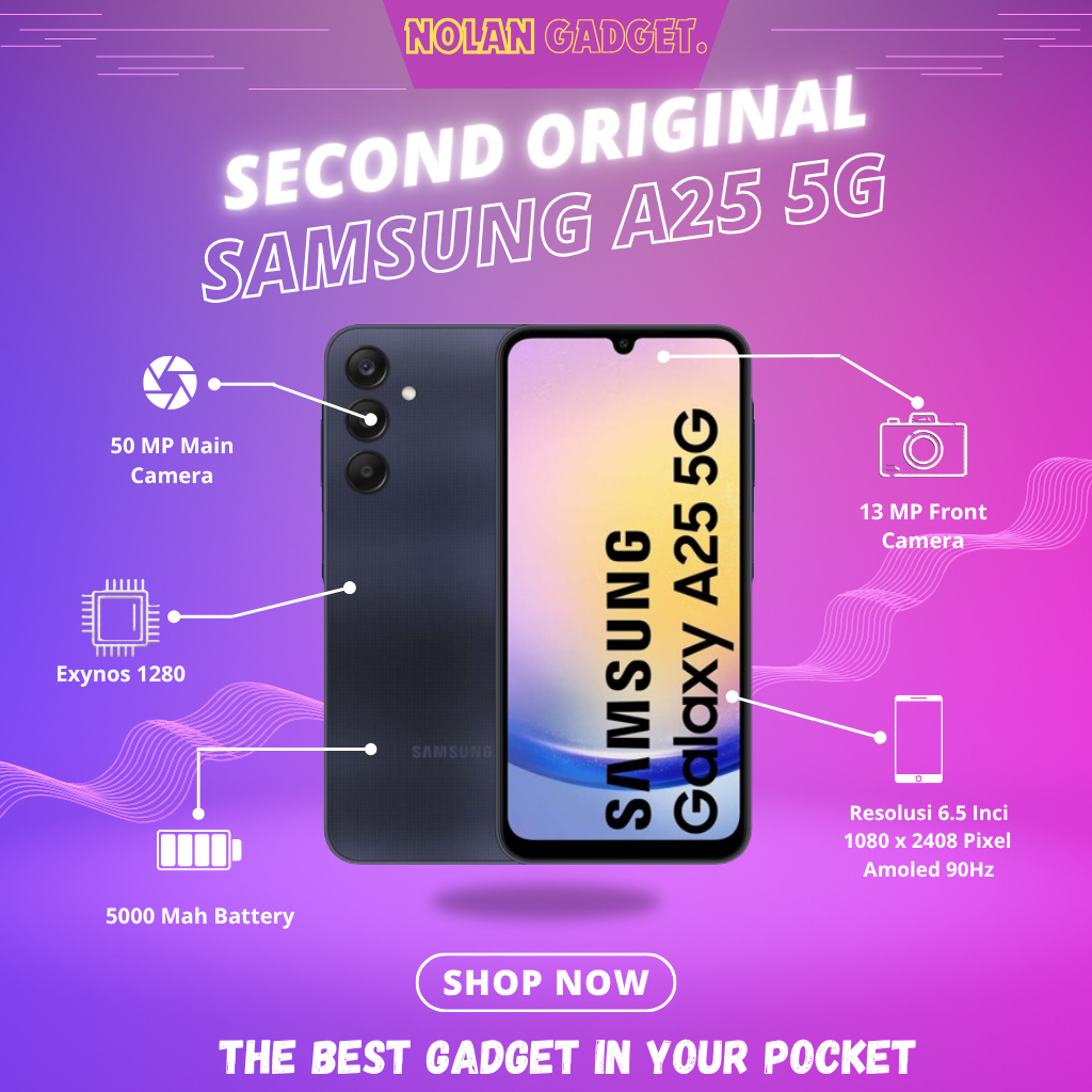 SAMSUNG GALAXY A25 5G • RAM  8/128  & 8/256 GB ORIGINAL FULLSET MULUS SEIN (SECOND)