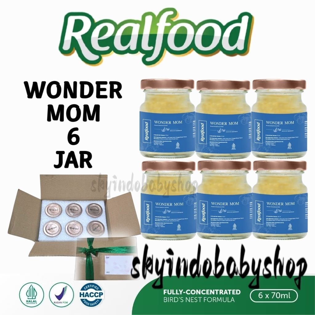 

Realfood Wonder Mom 6 Jar ( Box Gift ) Minuman Sarang Burung Bersertifikat Walet Bpom Halal