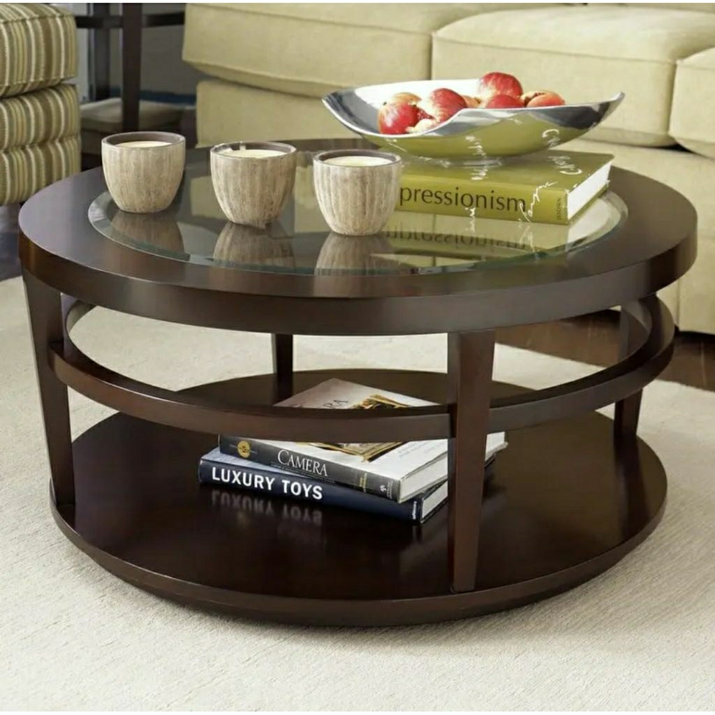 Meja Tamu Bulat Kaca