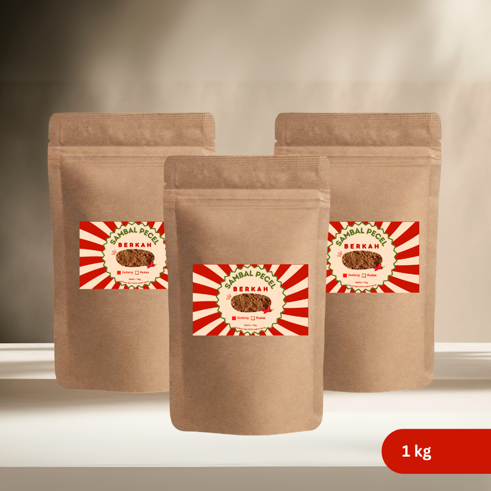 

Sambal Pecel 1 kg @3 pcs– Kemasan Standing Pouch, Level Sedang