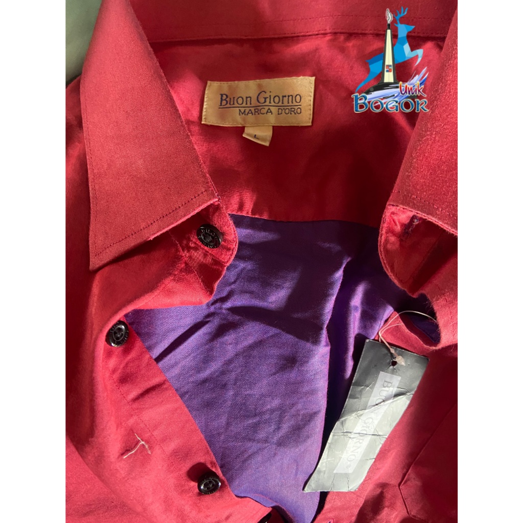 Buon Giorno  Marca Doro Kemeja lengan Panjang Polos Marun Original Kemeja Premium Formal