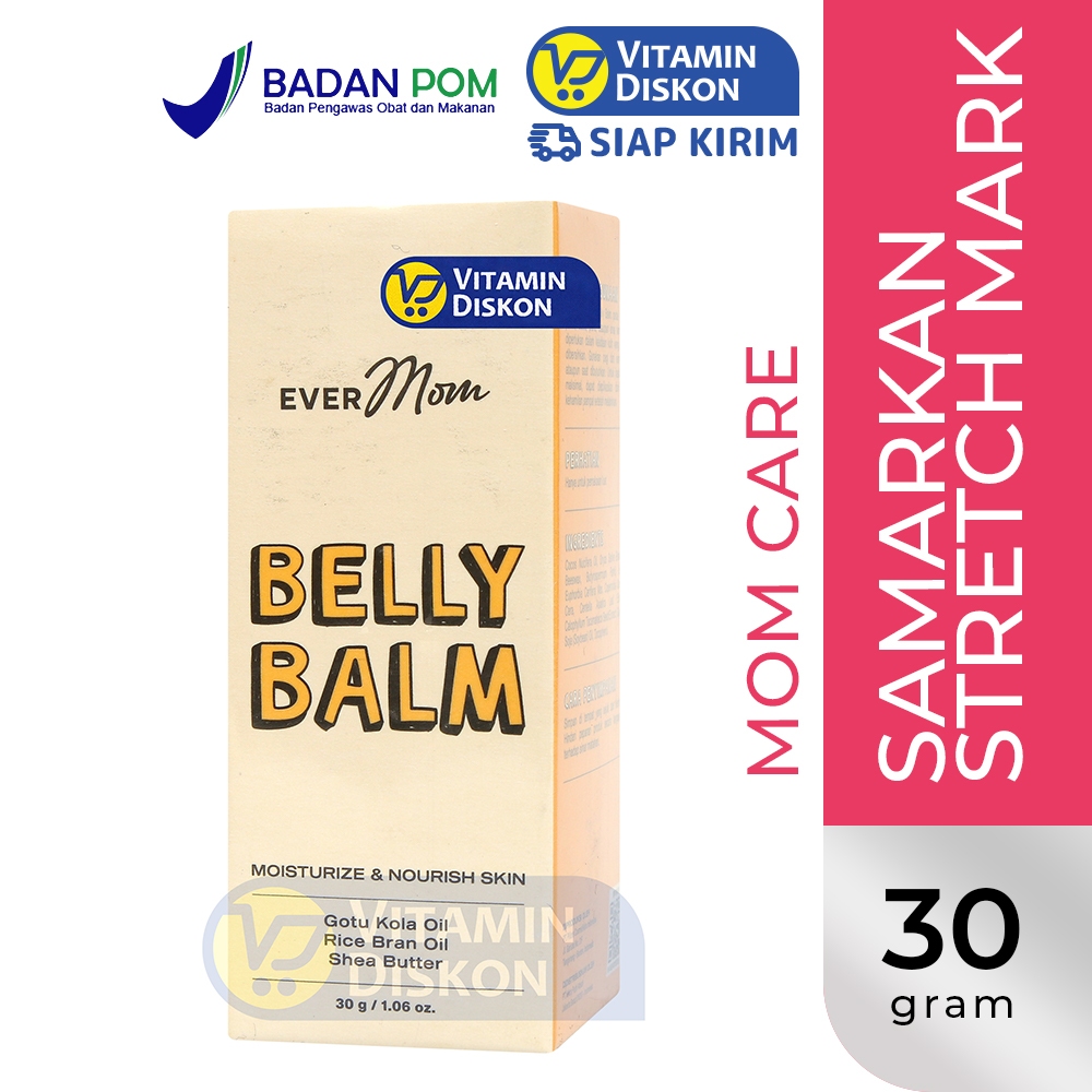 EVERMOM BELLY BALM MOISTURIZE AND NOURISH SKIN - 30GR | Krim Cegah Stretch Mark & Melembapkan Perut 