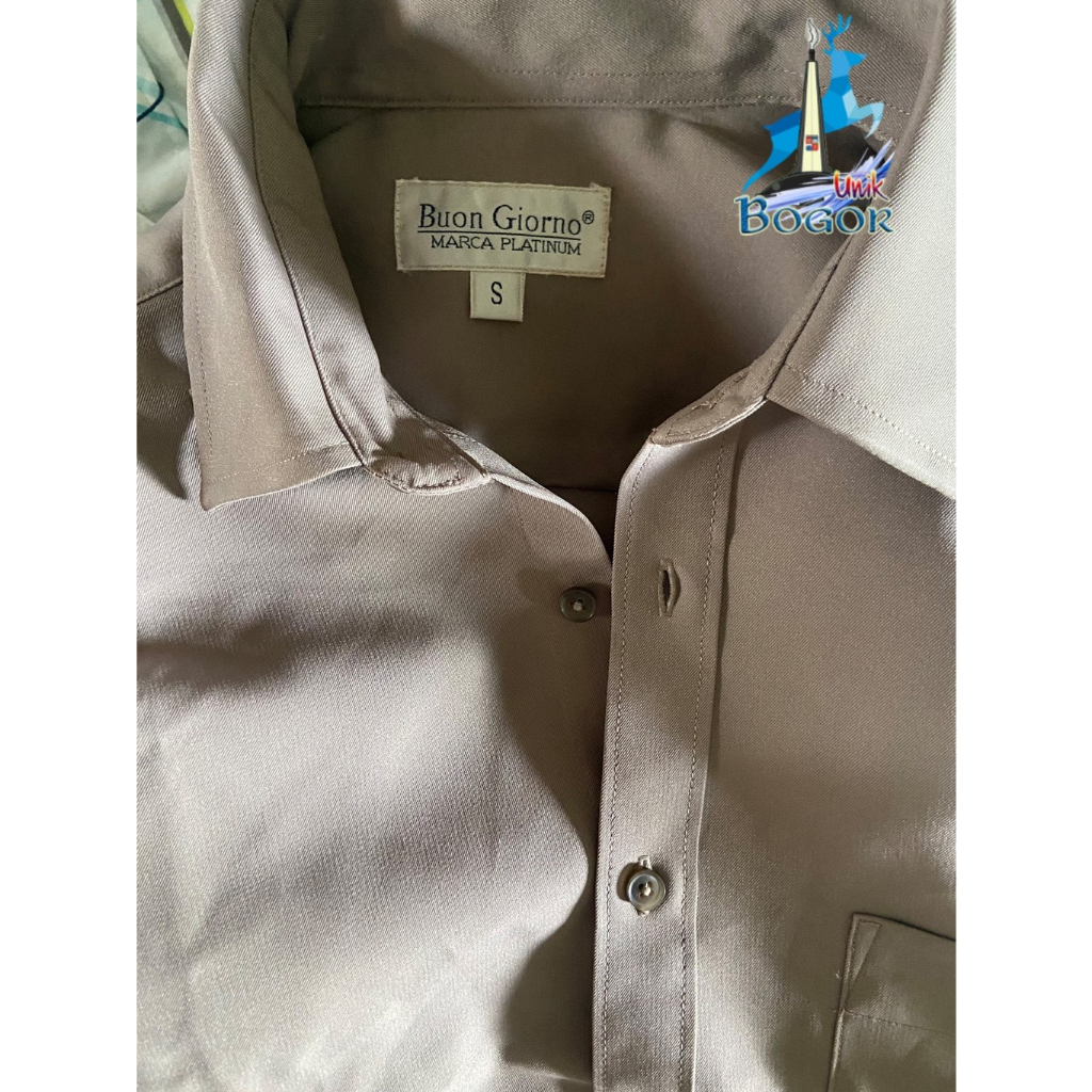 Buon Giorno Marca Platinum Pendek Polos Abu Army Safari Original Kemeja Premium Formal