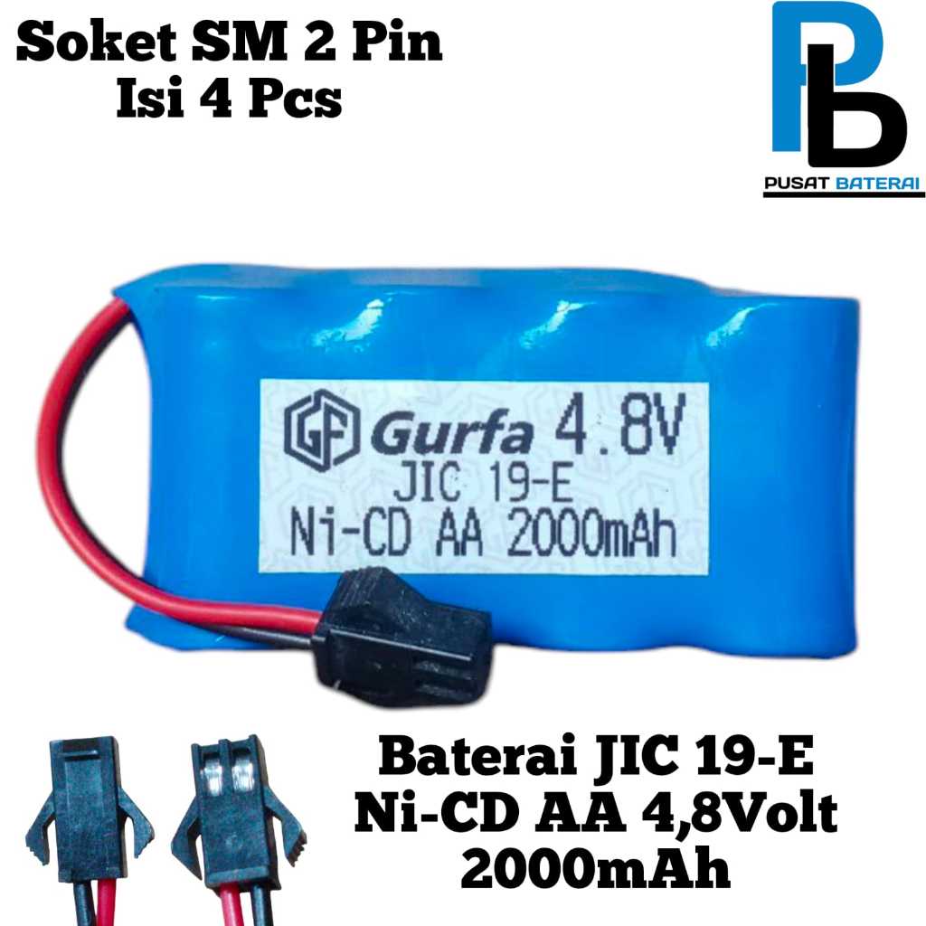 Baterai Mainan Anak MObil RC Tipe 4X JIC 19-E Ni-CD AA 4,8Volt 2000mAh
