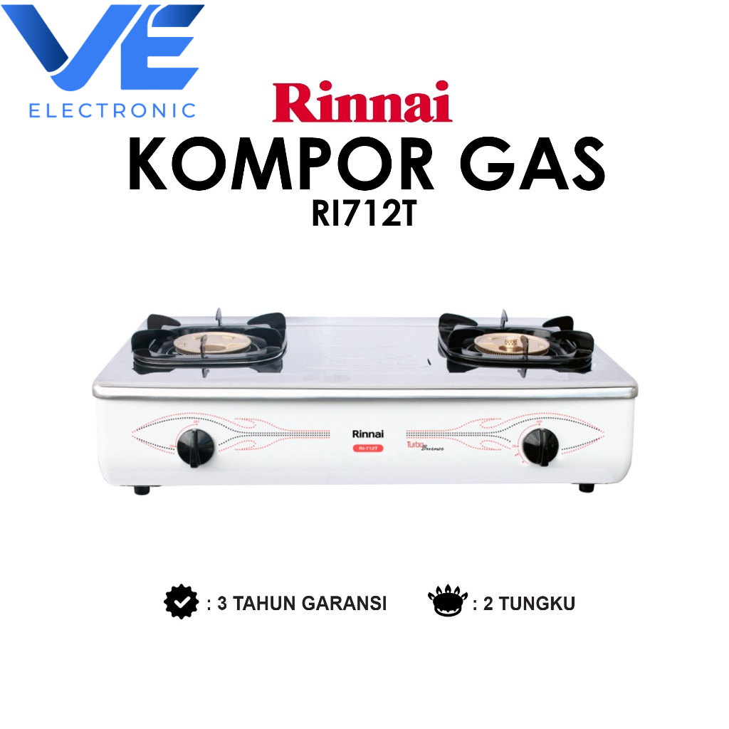 Rinnai Kompor Gas 2 Tungku - RI712T Kompor Turbo - Kompor Gas 2 - Kompor Turbo - 2 Tungku