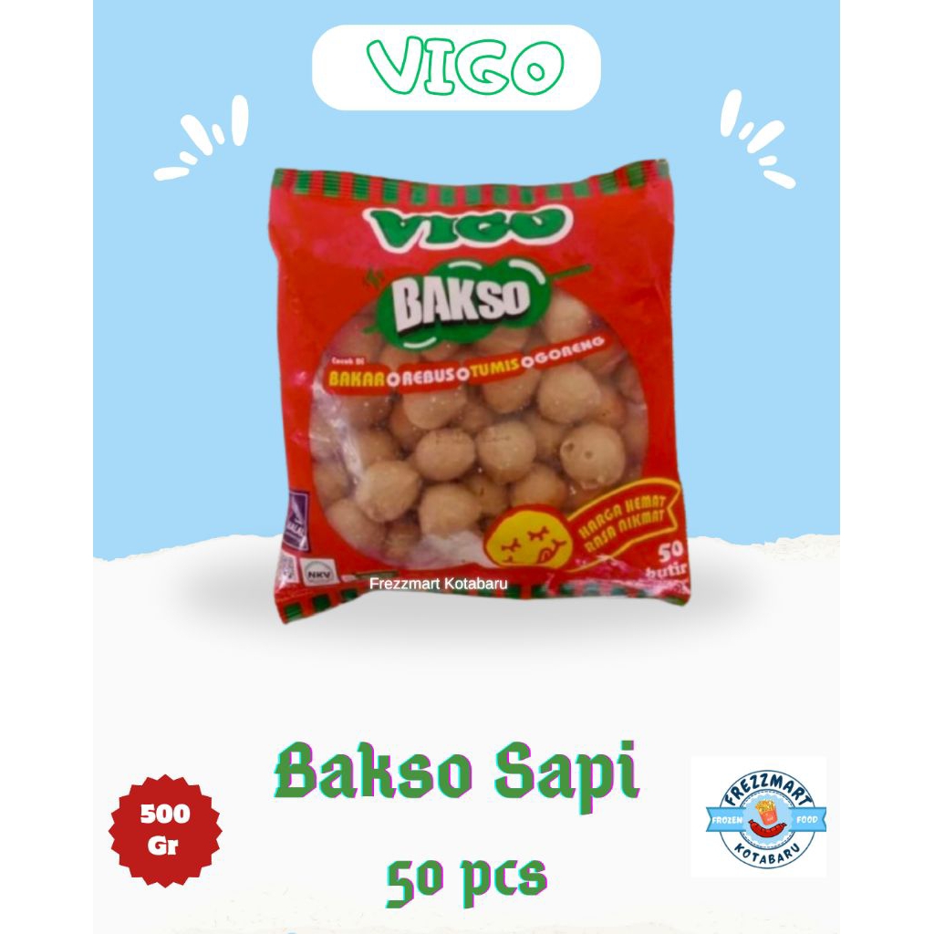 

VIGO Bakso Sapi Murah 50 Pcs 500 Gr Halal Frozen Food Fresh Pontianak - Frezzmart Kotabaru