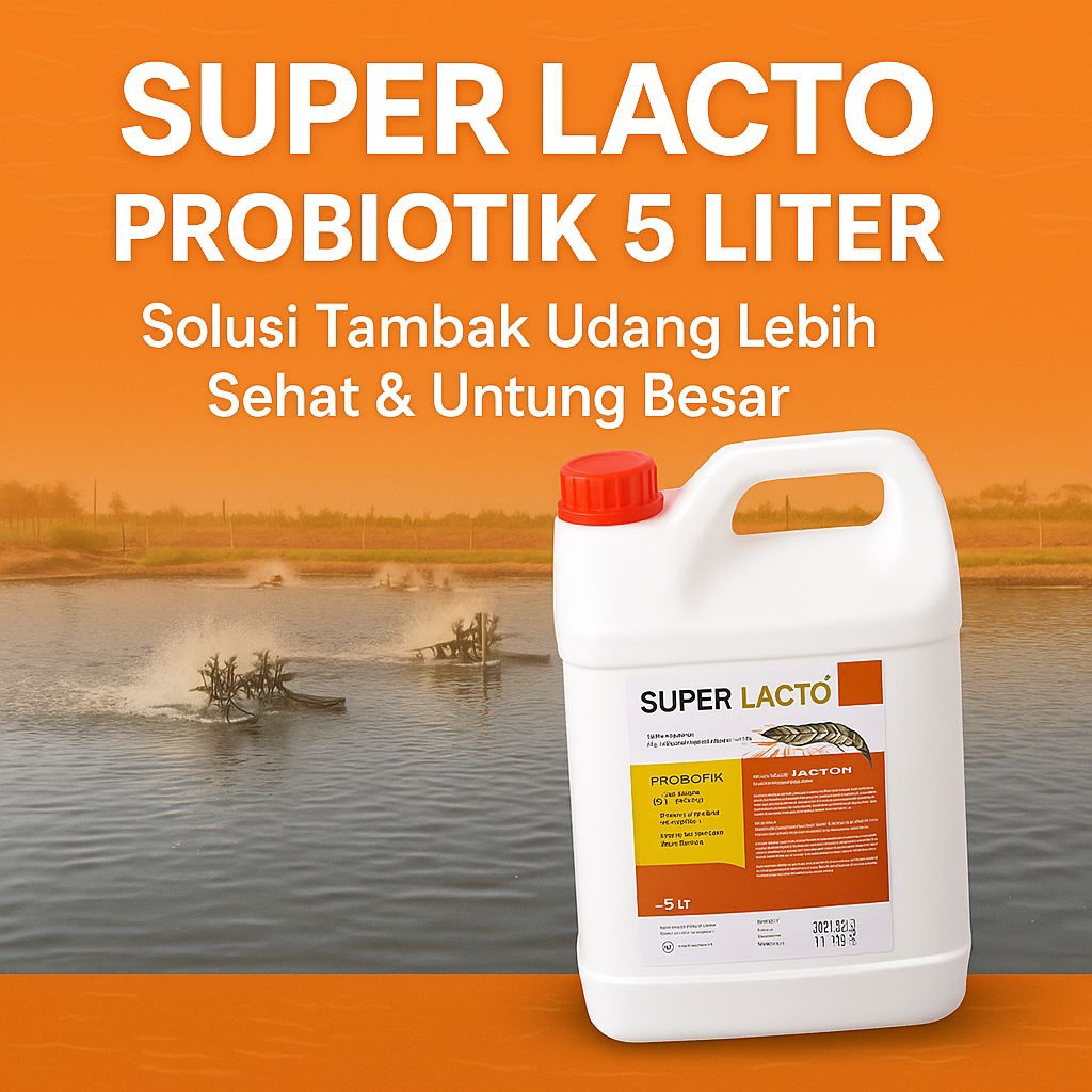 SUPER LACTO Probiotik Udang 5 Liter – Atasi Amonia & Cegah Penyakit, Cocok untuk Tambak Vaname & Win