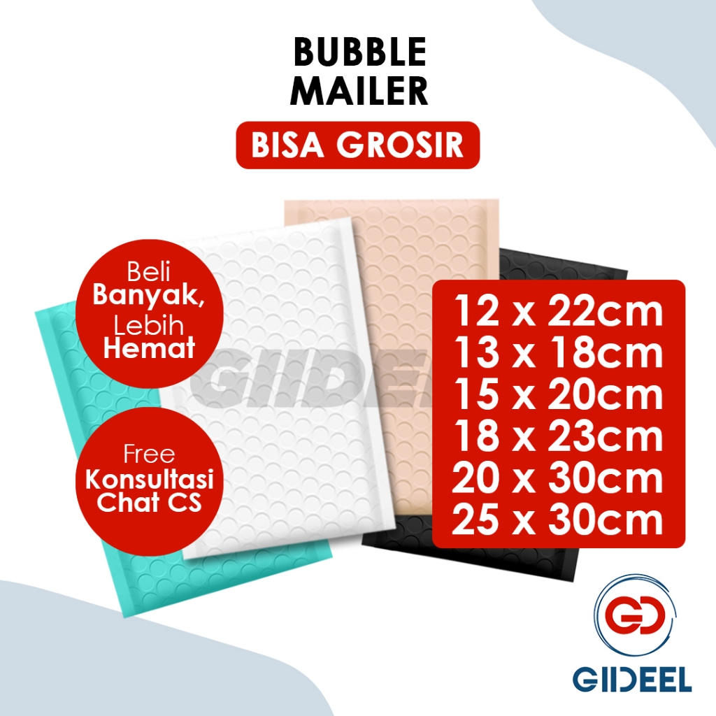 

GIIDEEL PLASTIK PACKING BUBBLE MAILER ANTI PECAH ANTI RIBET 12X22 15x20 13X18 18X23 20X30 25X30